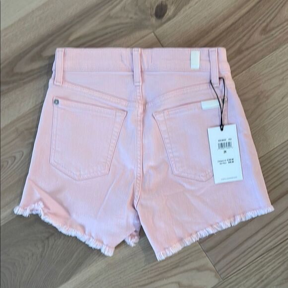 7 For All Mankind Light Pink Frayed Jean Shorts - Picture 6 of 6